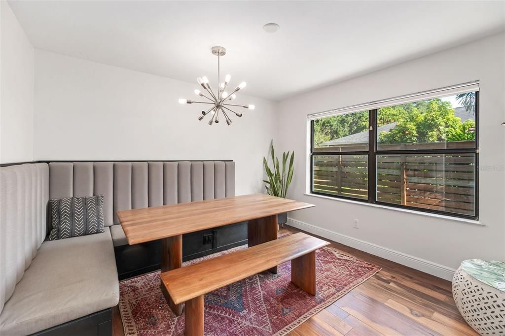 Eating in kitchen -custom banquette