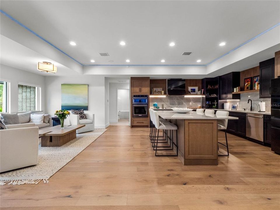 Living room is open to the kitchen