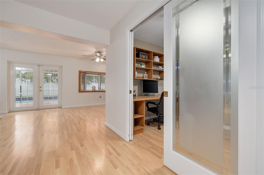 Office with glass doors