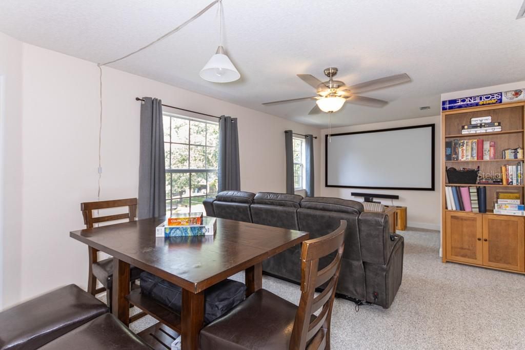 Upstairs Bonus Room/Loft with Movie Screen (stays if you want!) and plush carpeting