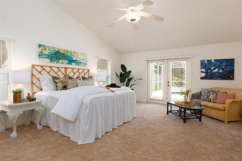 Master Bedroom, French Doors out to Pool area