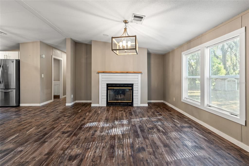 Dining Room with Wood Burning Fireplace