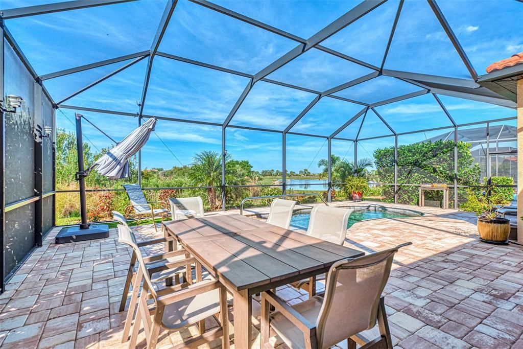 The lanai is stunning.  It backs up the preserve but also has a great view of the lake beyond.