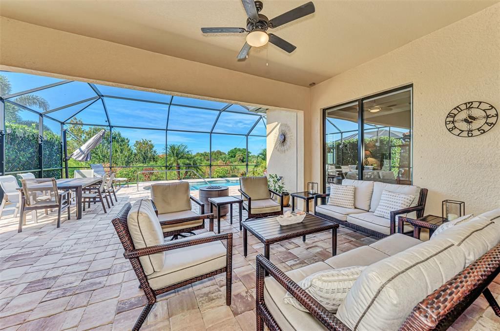 The lanai has a storm smart screen and outside kitchen.