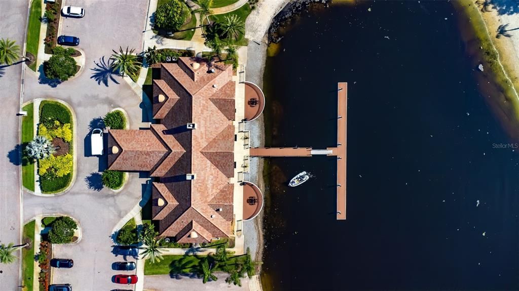 Clubhouse with community boat ramp and Docks