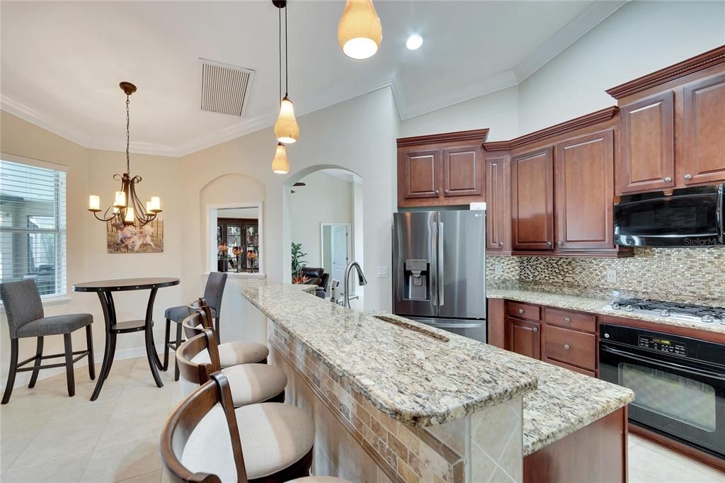 Open floor plan with kitchen, family room and breakfast nook