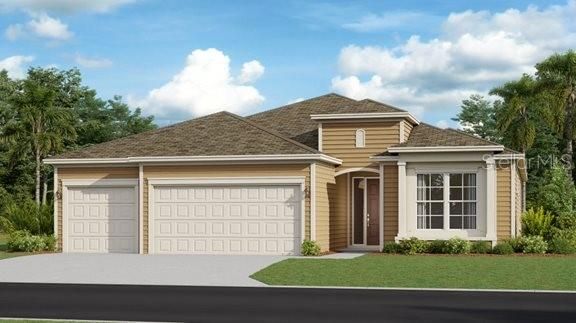 Artist rendering; illustration only; colors, features, and garage orientation may differ.