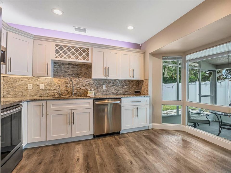 Kitchen with back patio view.