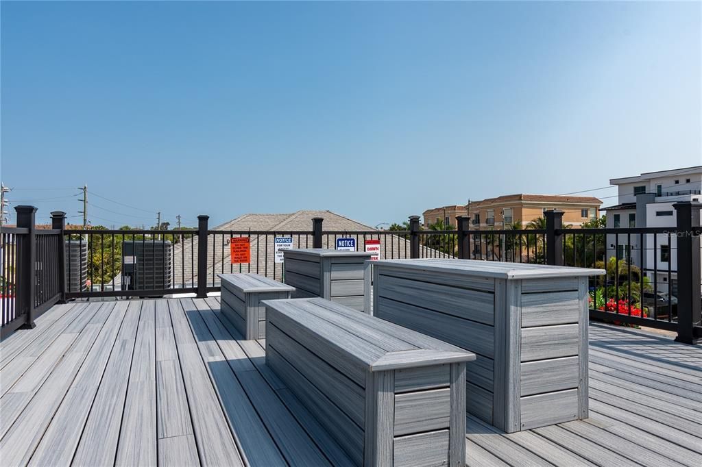 Rooftop deck seating area