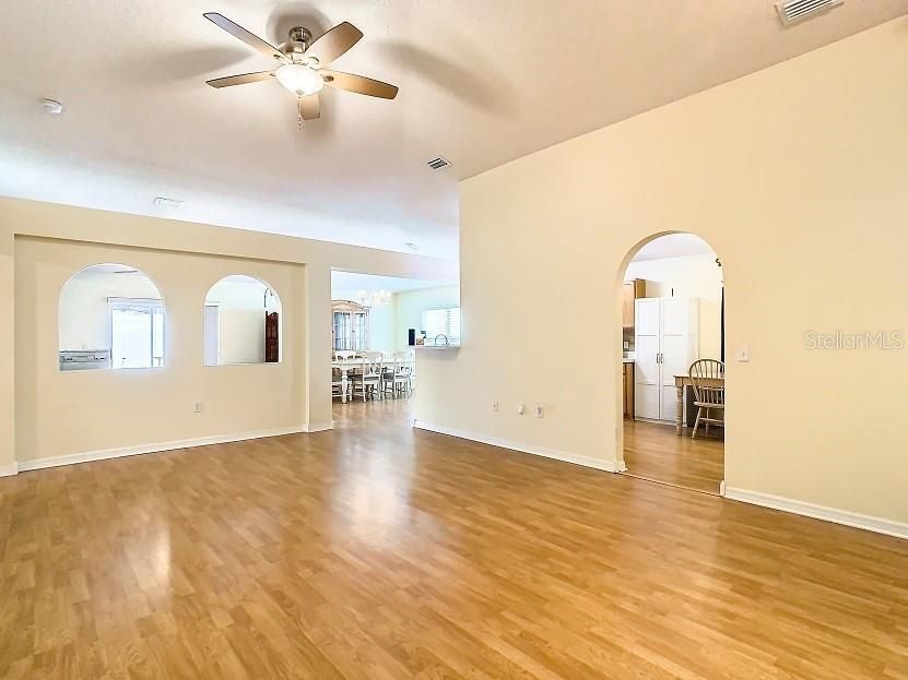 All laminate floors in the  living areas....no carpet in this home