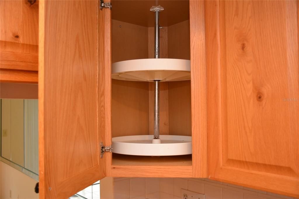 Lazy Susan in corner cabinet to use all corners!