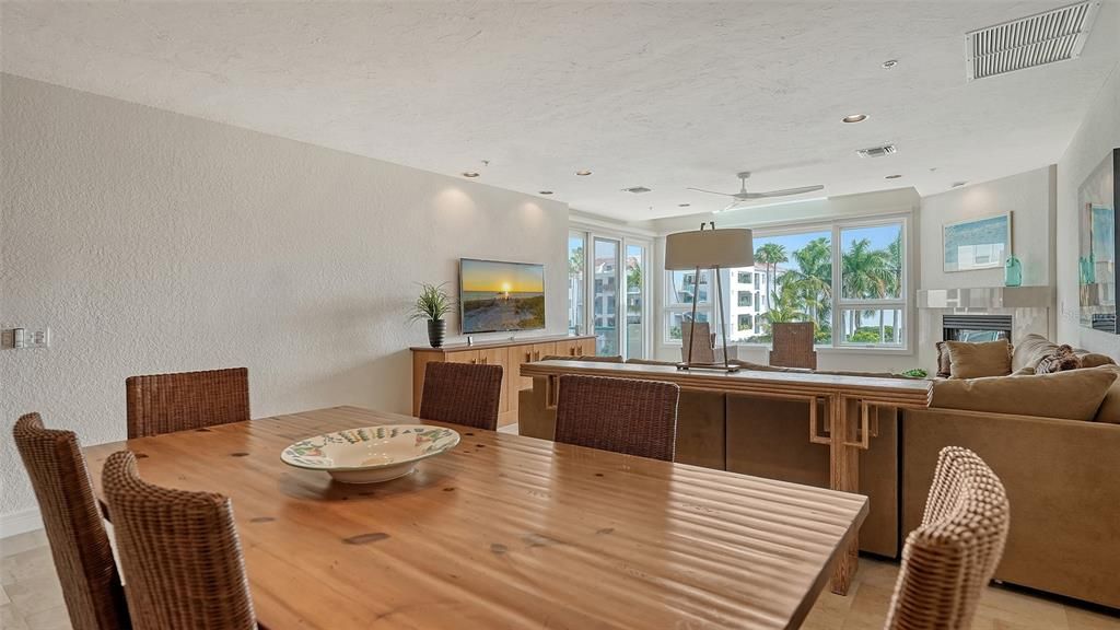 Large dining area for family meals and entertaining.