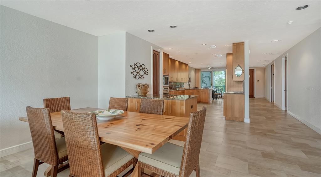 Imagine entertaining with plenty of space to flow from the kitchen to the dining area.