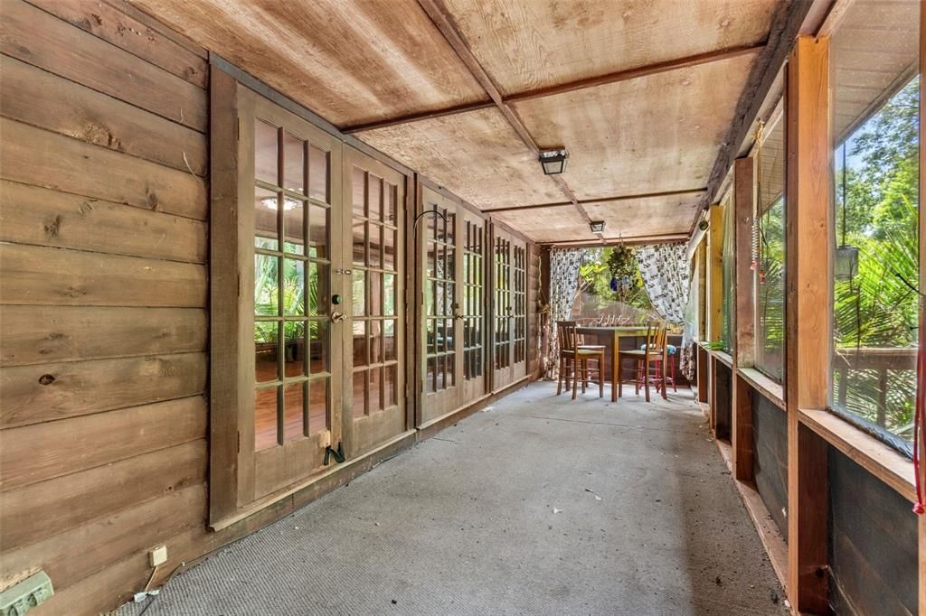 Covered porch on back of home