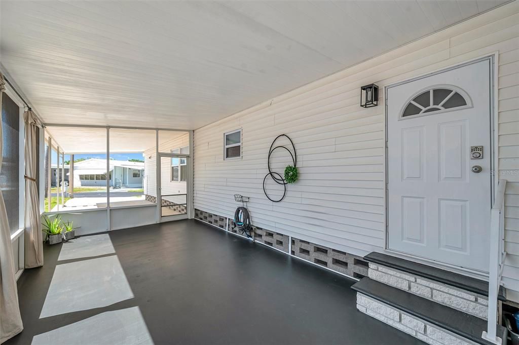 Screened porch with side entry