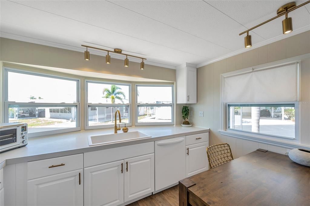 Nice white cabinets/Overhead lighting