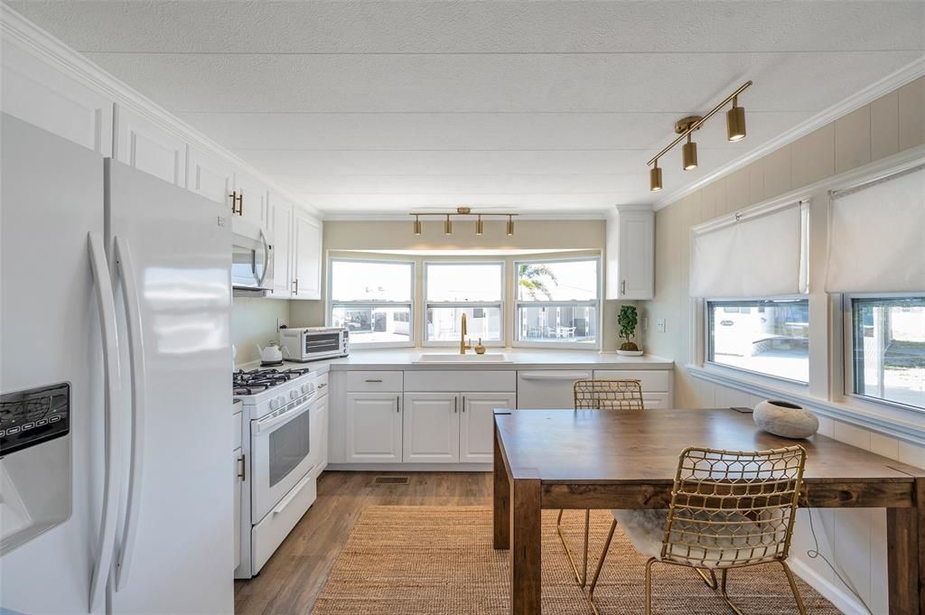 Spacious kitchen with windows on 2 sides