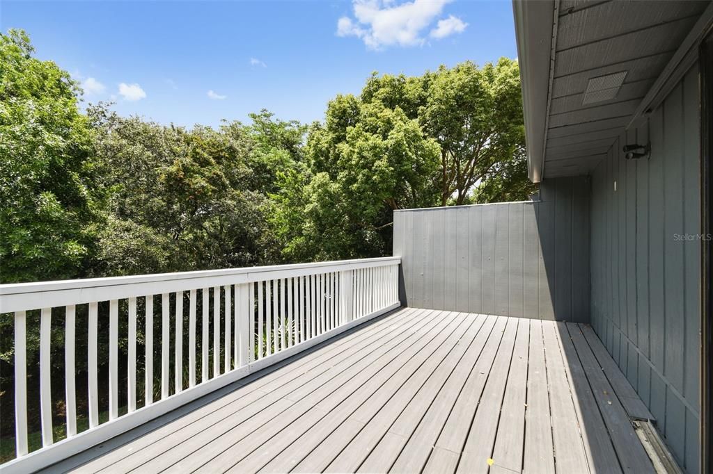 large deck accesable from primary bedroom