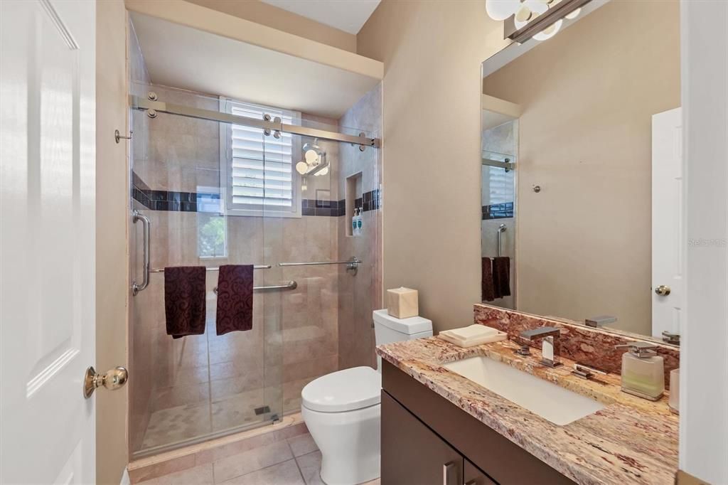 Bathroom 3 with new granite, custom fixtures