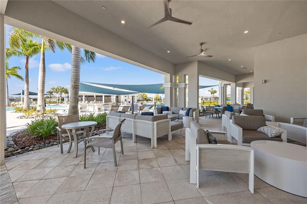 Outdoor covered lounge area