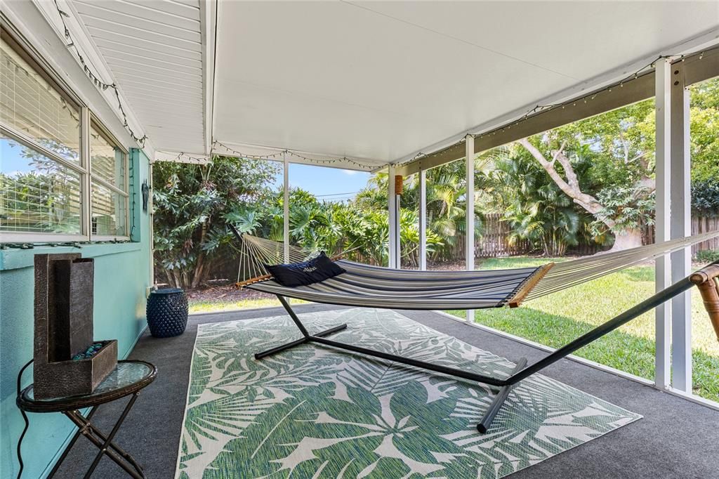 This large screened lanai is the perfect spot for a hammock!