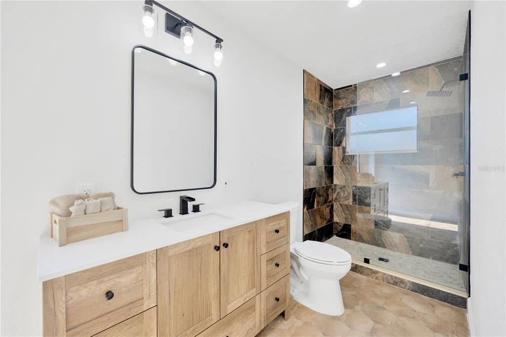 Oversized second bathroom