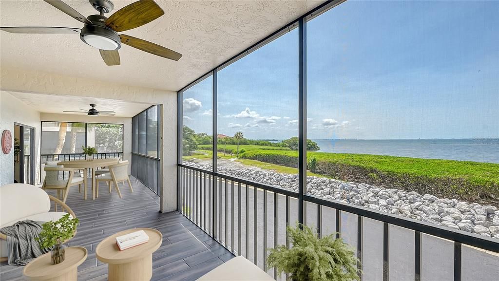 Virtually Staged Open Screen Porch.