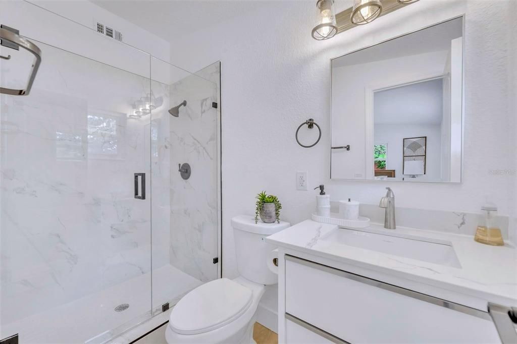 Master bathroom, gets the luxury treatment, frameless glass doors shiny fixtures waiting for you.