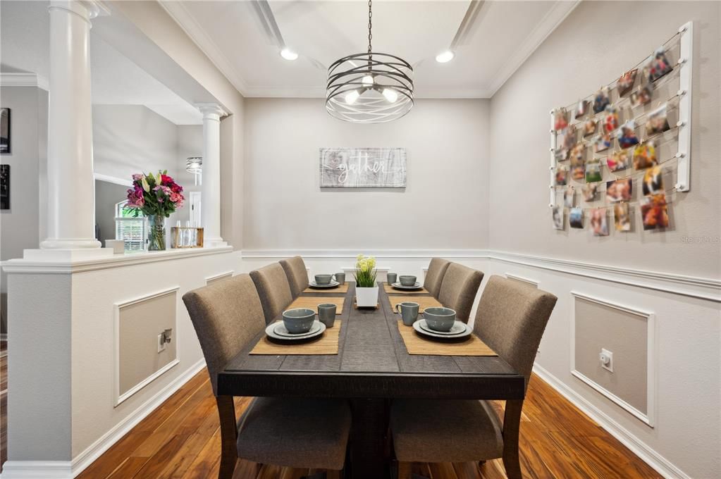 Dining Room with reverse tray ceiling