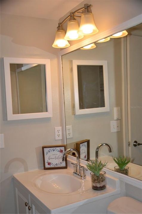 2nd floor bathroomBrand new light fixture, vanity and faucet.