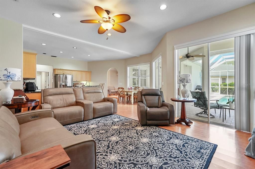 large familyroom open to kitchen