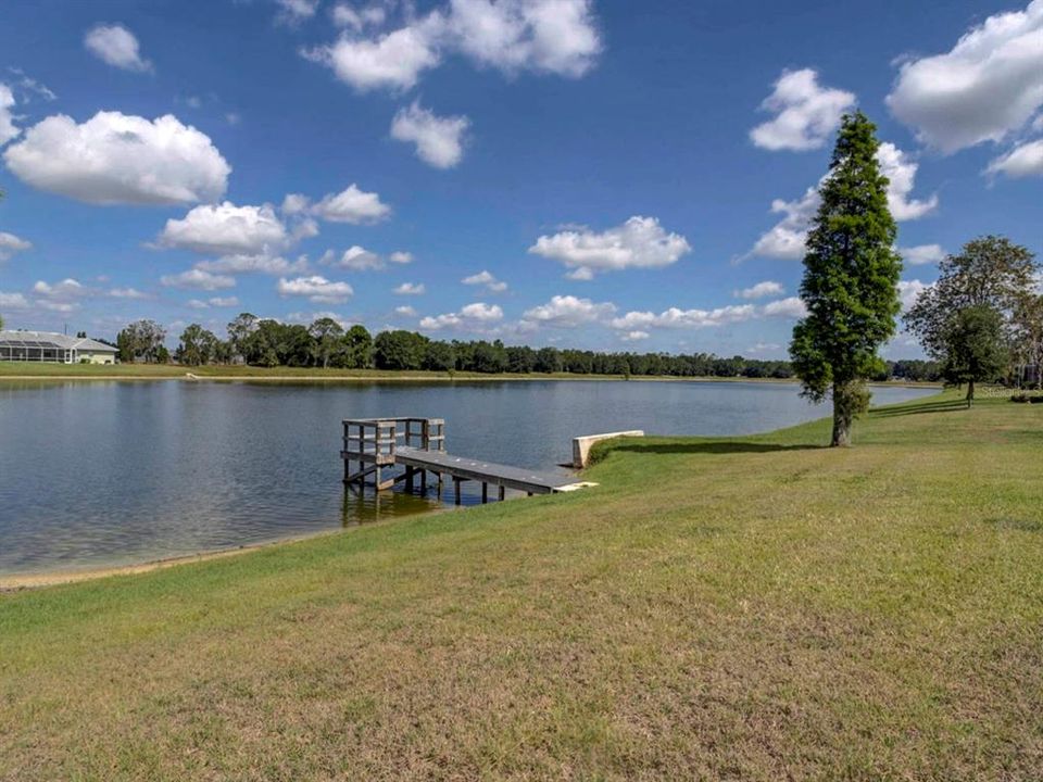 Square Lake with dock.