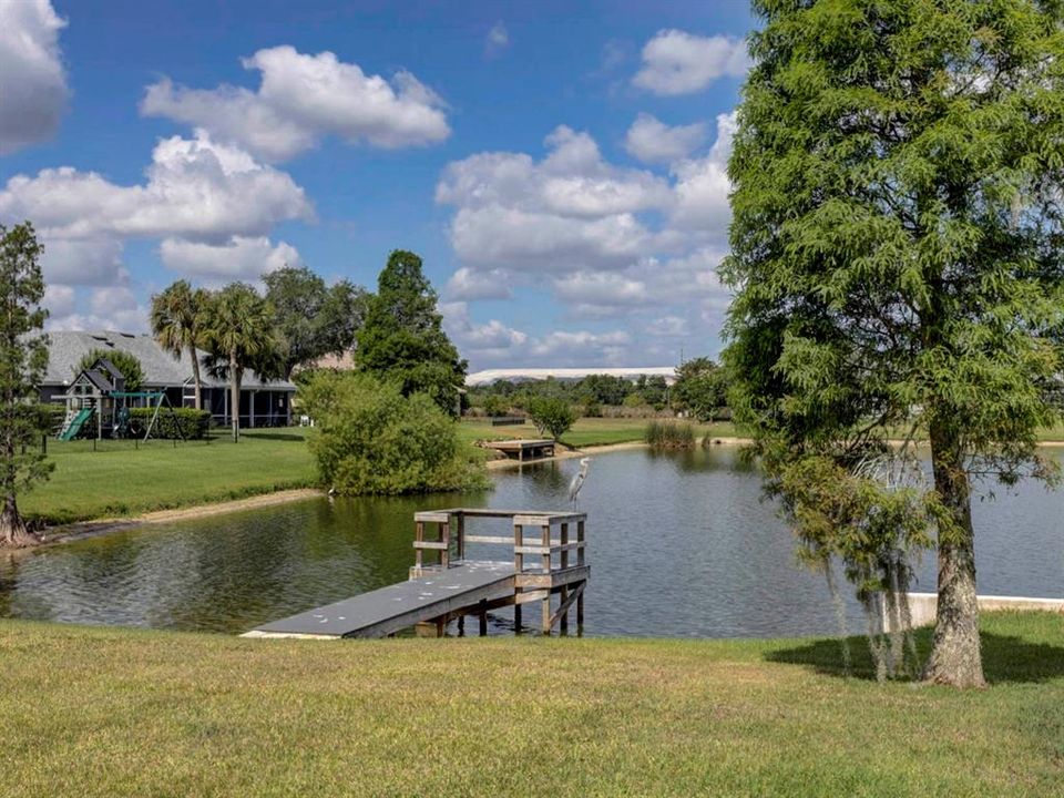 Square Lake with dock.