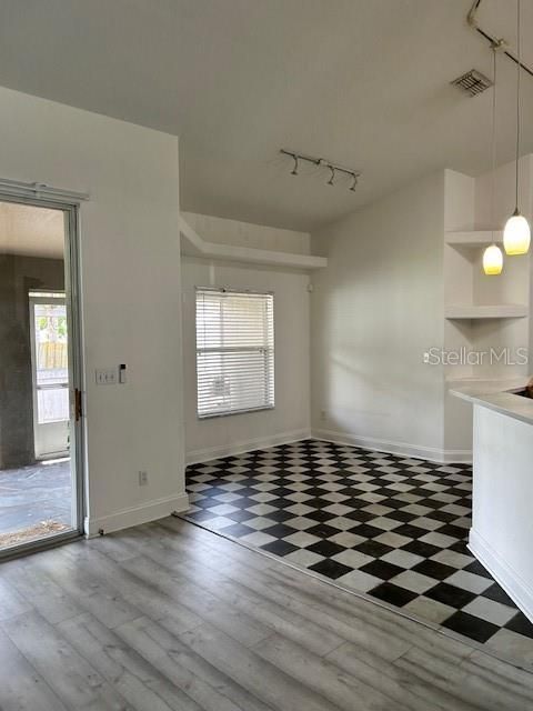 Living room with built-in entertainment shelves