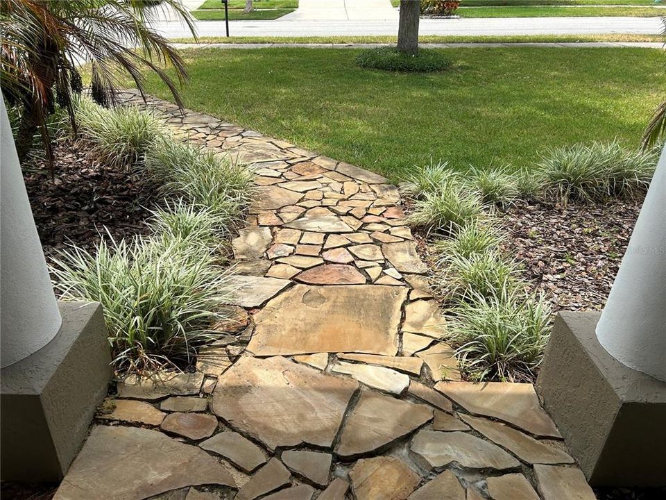 Custom stone paved entry