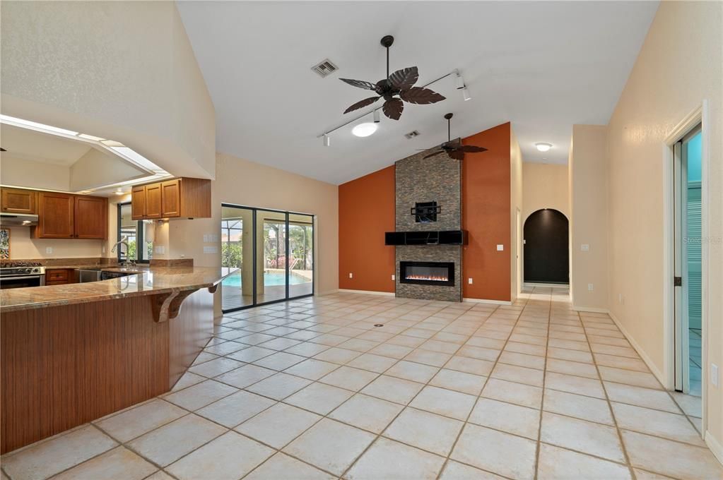 View of Family Room & Kitchen from Dinette area