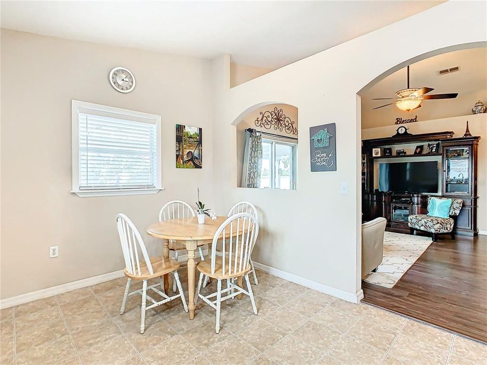 Plenty of space for a dinette table and chairs in the kitchen for everyday dining.