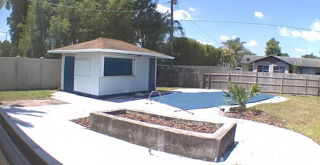 Rear yard patio, tiki and pool