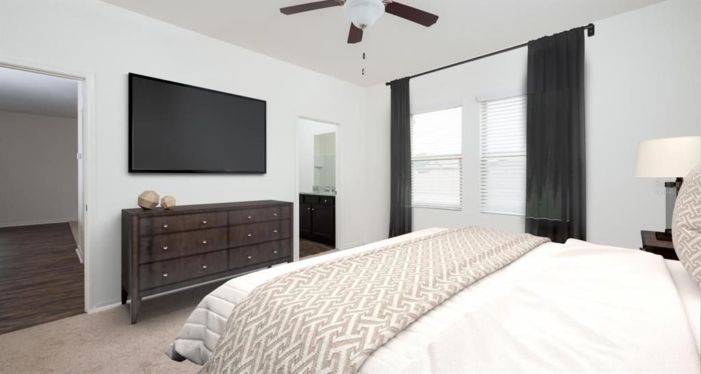 Virtually Staged Master Bedroom