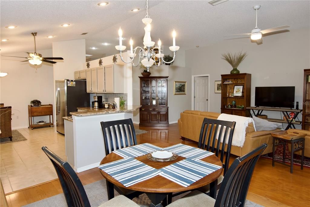 Large dining area open to living and kitchen