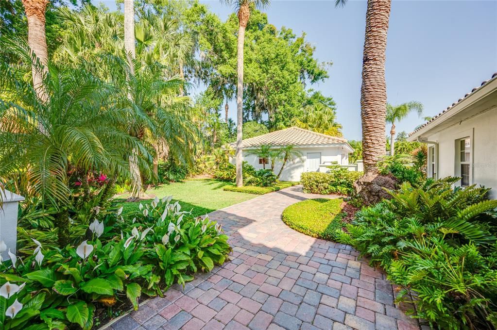 Walkway from front door toward driveway