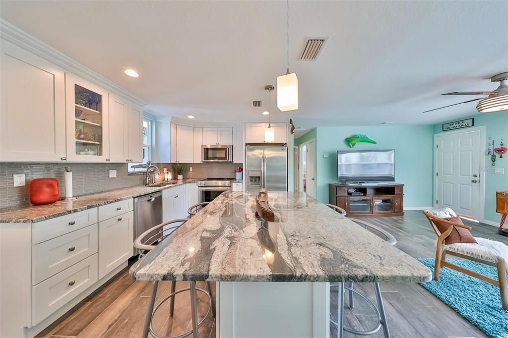 Kitchen with large beautiful island.