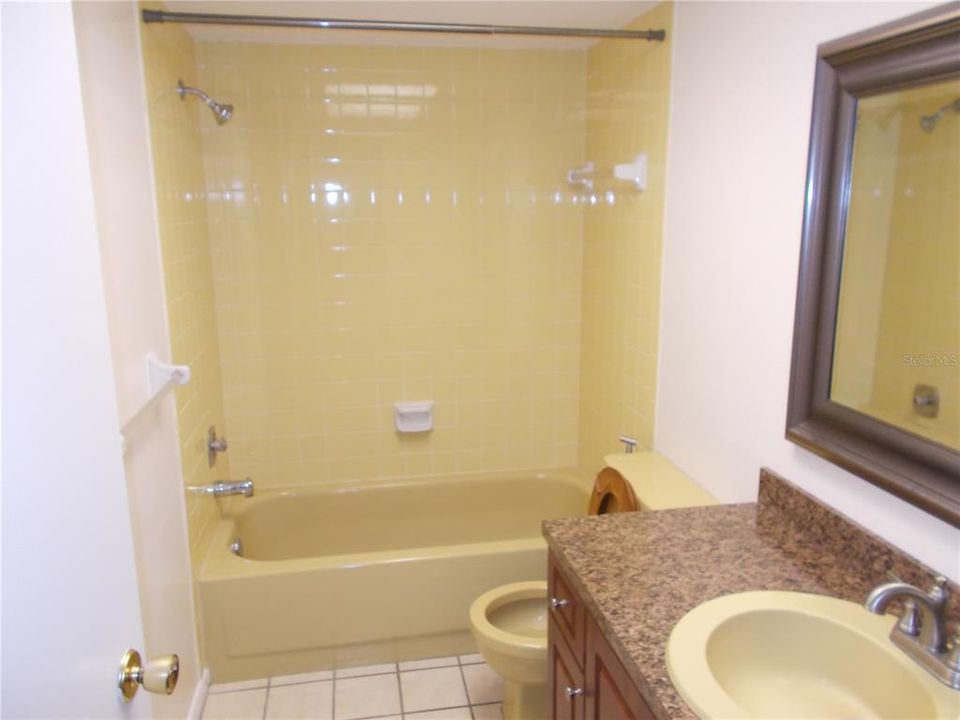 The shower/tub in the Guest Bathroom.