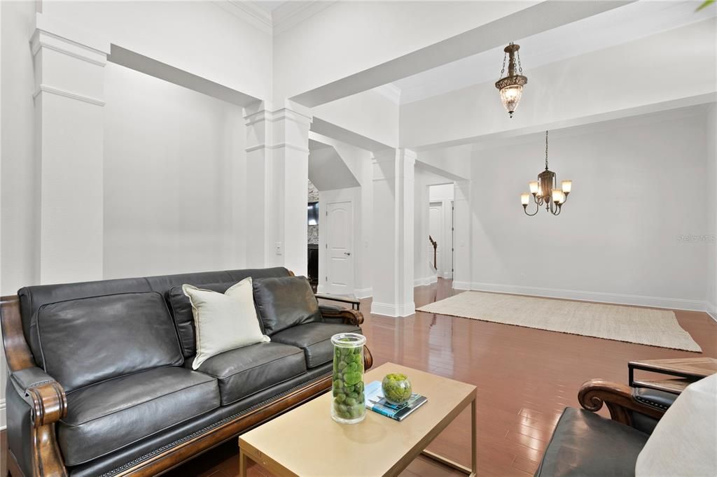 Living room overlooking dining room