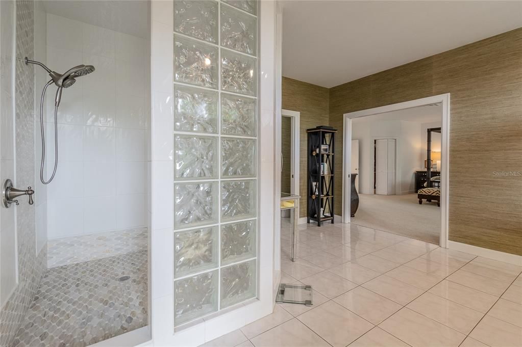 Oversized glass block shower