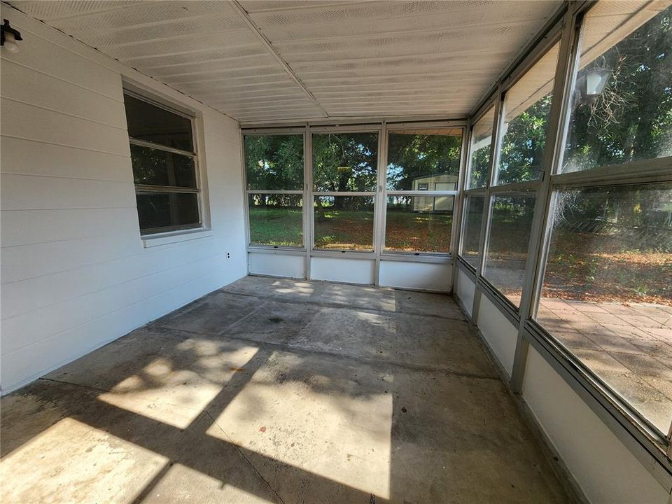 Enclosed porch.