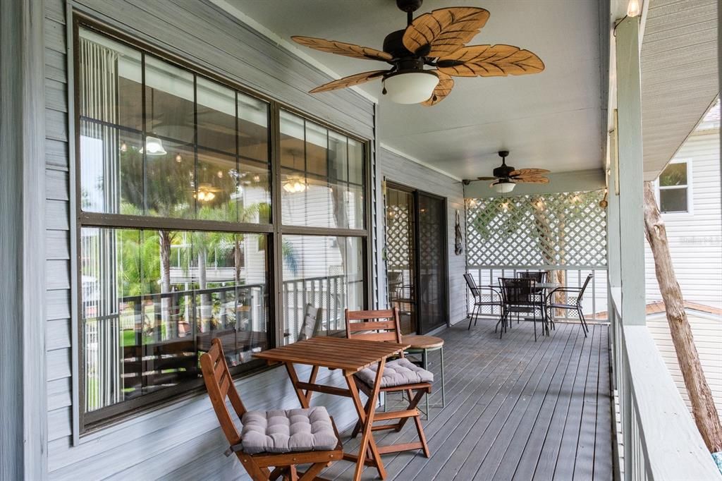 top level covered porch with fans