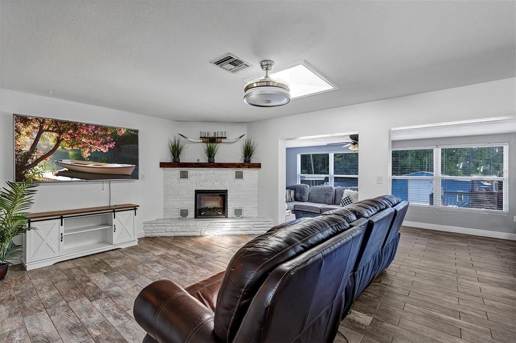 Living overlooking back family room