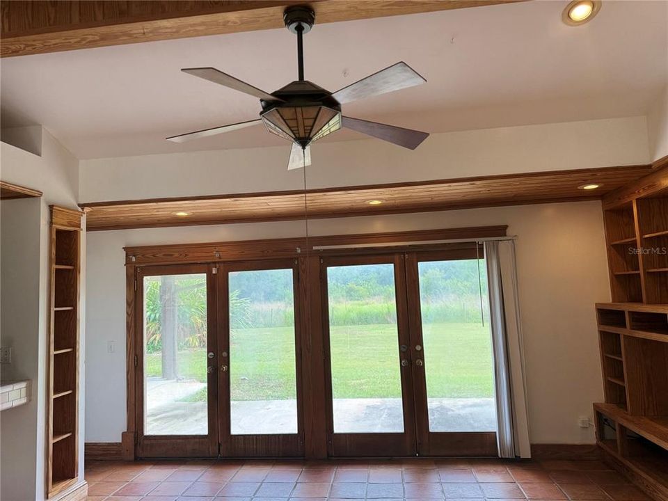 Living room french doors that leads to back patio