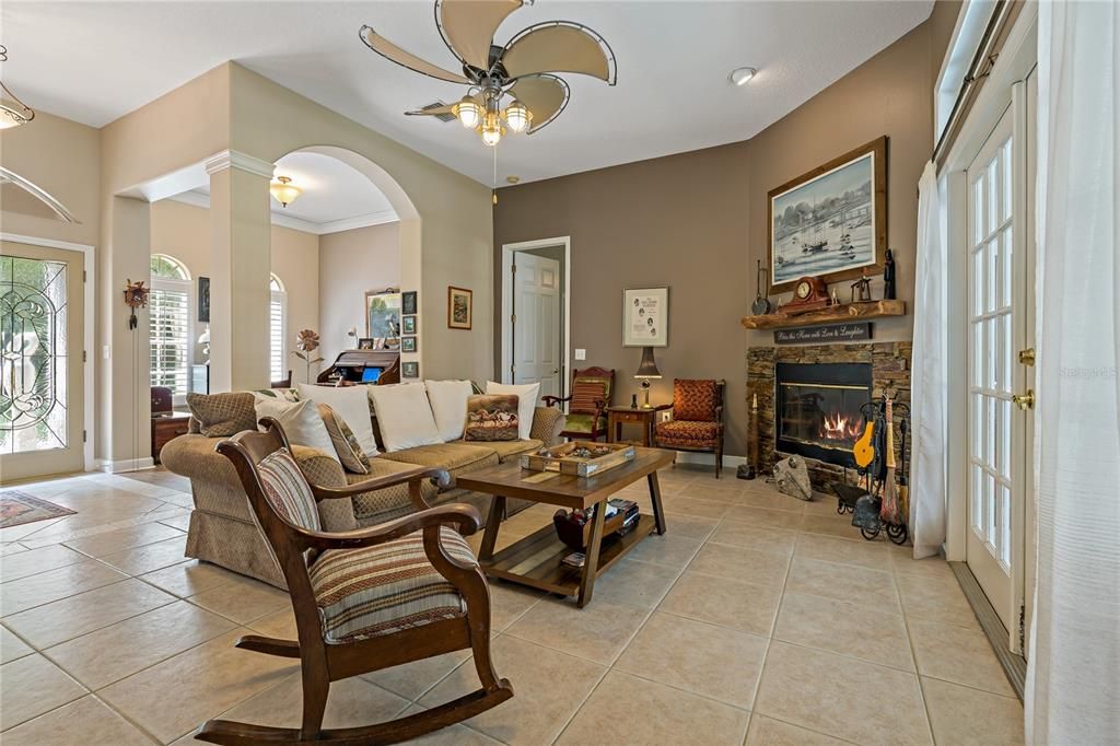 Hall bathroom with access to pool area